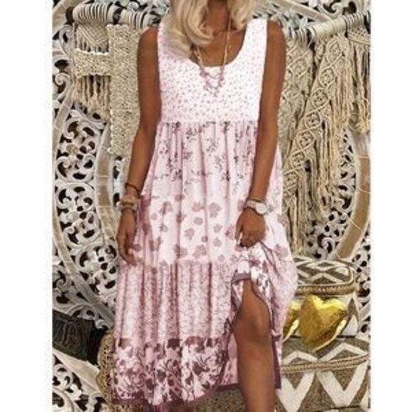 Dresses & Skirts - Plus Floral Print Tank summer Cottagecore Dress